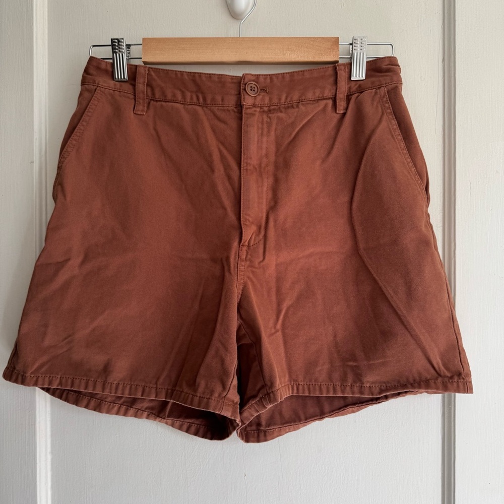 Aritzia Women's Rust Brown High-Rise Cotton Shorts